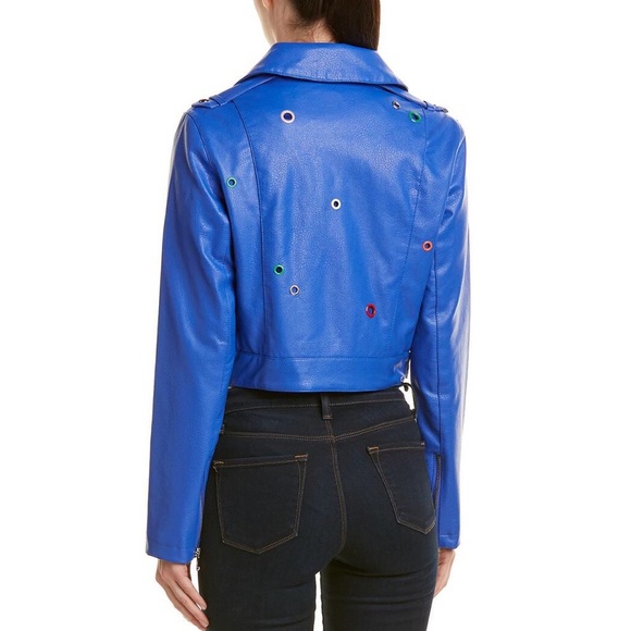 Sam Edelman Starburst Moto Jacket Royal Blue - Picture 2 of 16